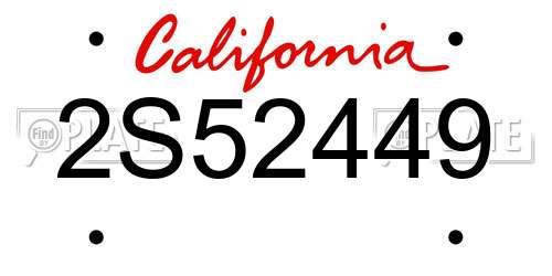 2S52449 California License Plate