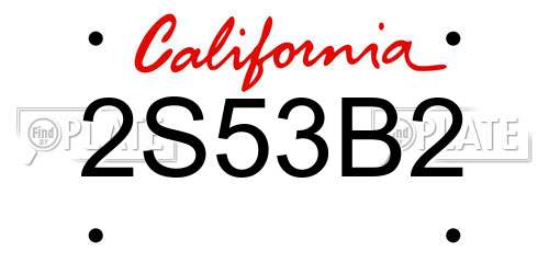 2S53B2 California License Plate