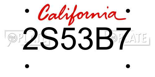 2S53B7 California License Plate