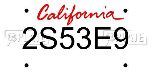 2S53E9 California License Plate