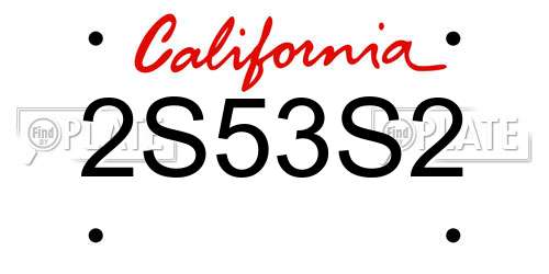 2S53S2 California License Plate