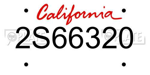 2S66320 California License Plate
