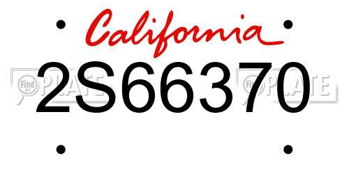 2S66370 California License Plate