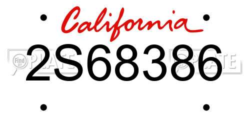 2S68386 California License Plate