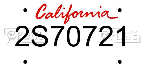 2S70721 California License Plate