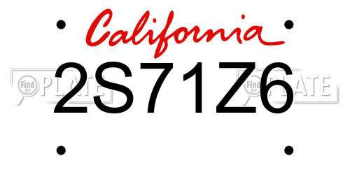 2S71Z6 California License Plate