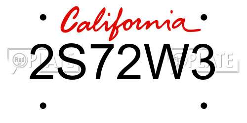 2S72W3 California License Plate