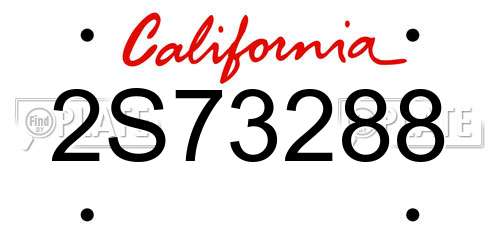 2S73288 California License Plate