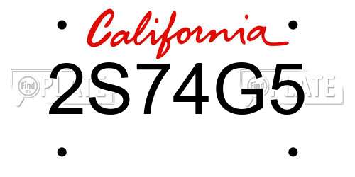 2S74G5 California License Plate
