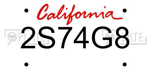 2S74G8 California License Plate