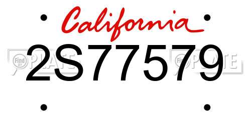 2S77579 California License Plate