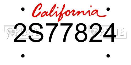 2S77824 California License Plate