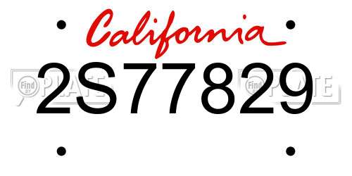 2S77829 California License Plate