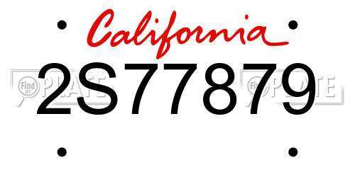 2S77879 California License Plate