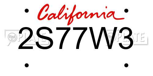 2S77W3 California License Plate