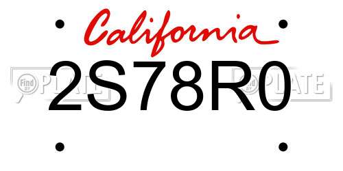 2S78R0 California License Plate