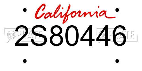 2S80446 California License Plate