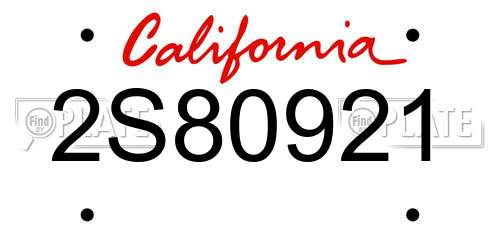 2S80921 California License Plate