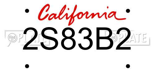 2S83B2 California License Plate
