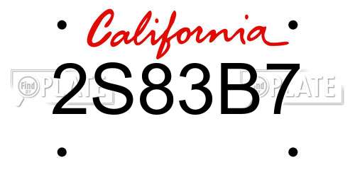 2S83B7 California License Plate