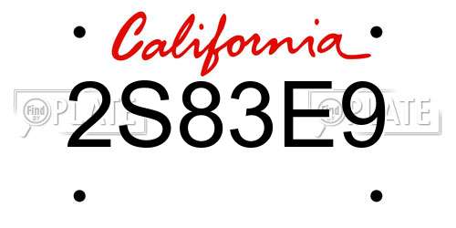 2S83E9 California License Plate