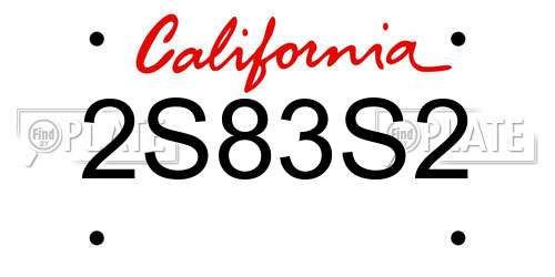 2S83S2 California License Plate
