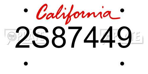2S87449 California License Plate
