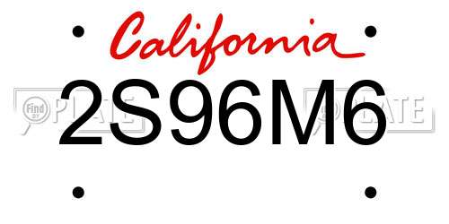 2S96M6 California License Plate