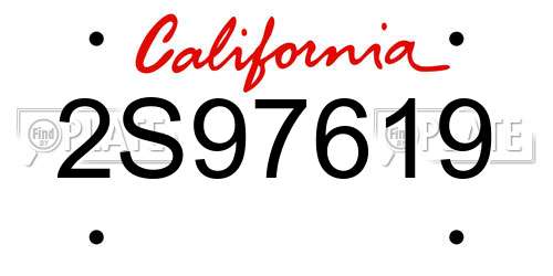 2S97619 California License Plate