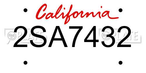 2SA7432 California License Plate