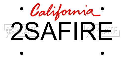 2SAFIRE California License Plate