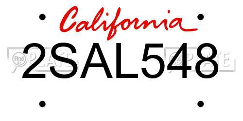 2SAL548 California License Plate