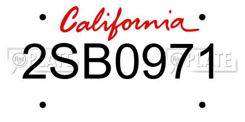 2SB0971 California License Plate