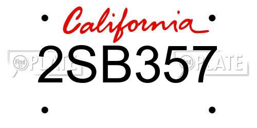 2SB357 California License Plate