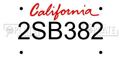 2SB382 California License Plate