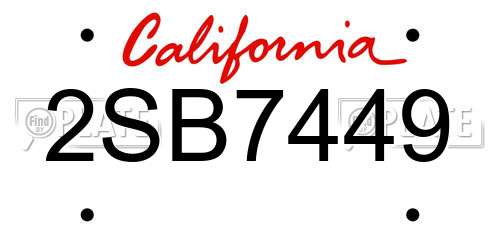 2SB7449 California License Plate