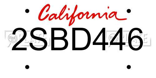 2SBD446 California License Plate