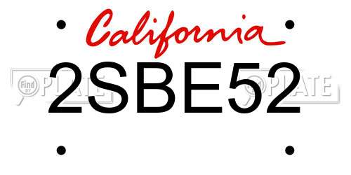 2SBE52 California License Plate