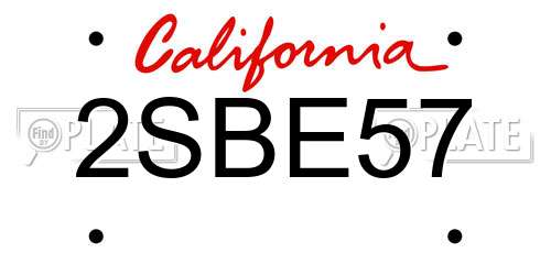 2SBE57 California License Plate