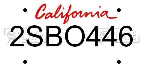 2SBO446 California License Plate