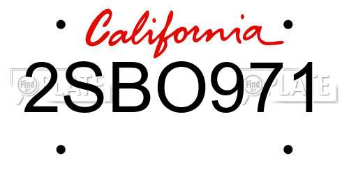 2SBO971 California License Plate