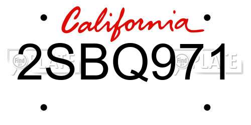 2SBQ971 California License Plate