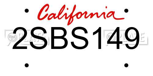 2SBS149 California License Plate