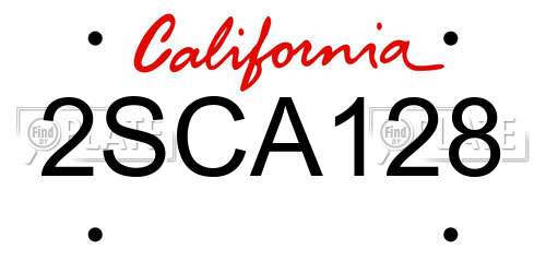 2SCA128 California License Plate
