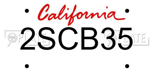 2SCB35 California License Plate