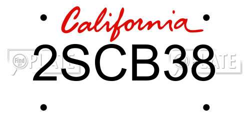 2SCB38 California License Plate