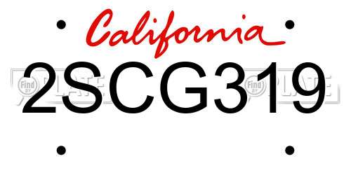 2SCG319 California License Plate
