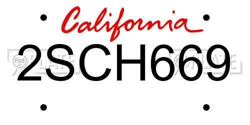 2SCH669 California License Plate