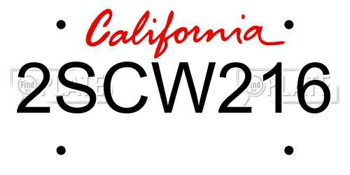 2SCW216 California License Plate