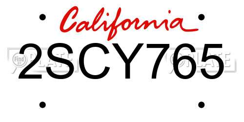 2SCY765 California License Plate